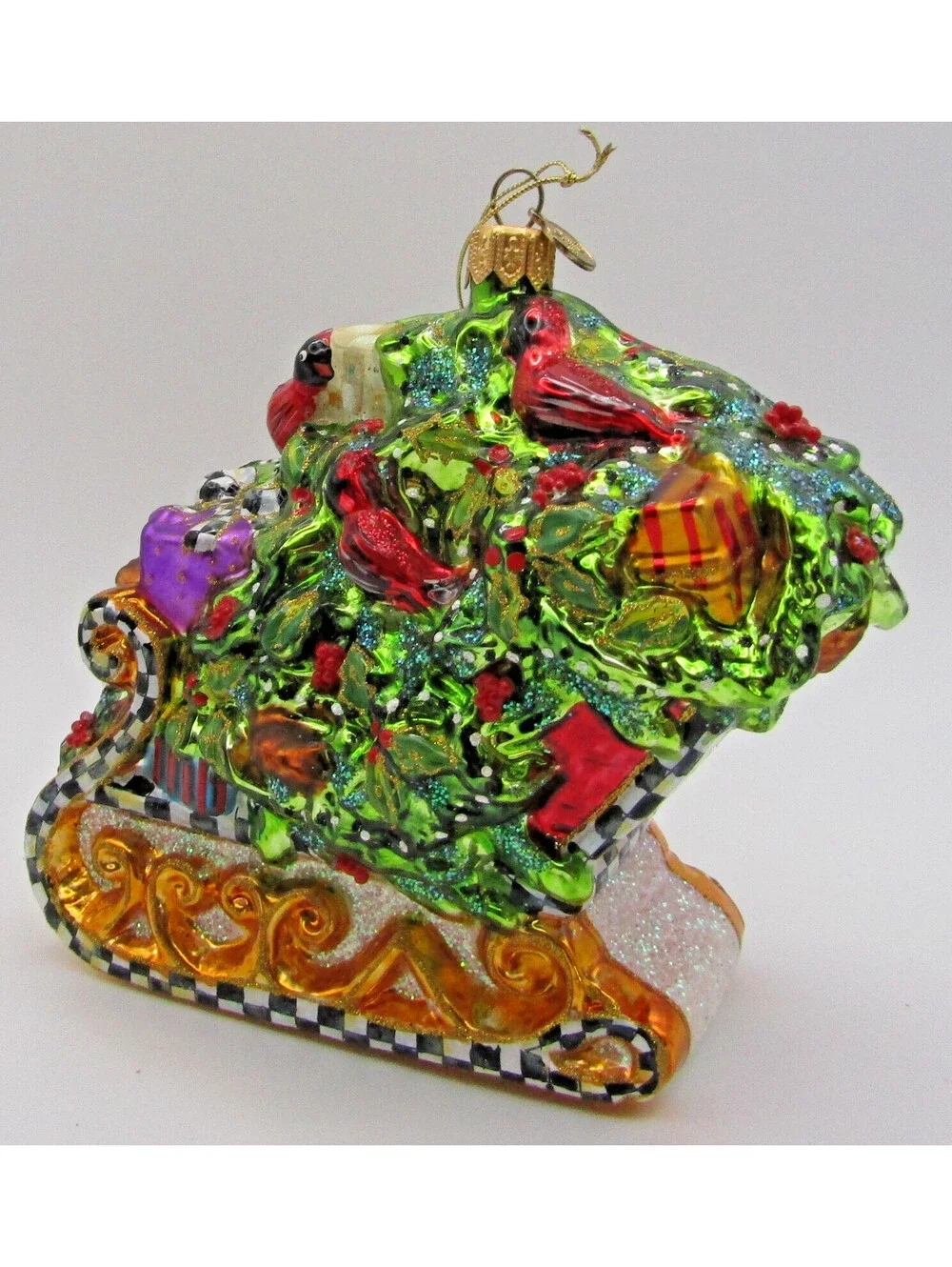 MacKenzie-Childs Holly Sleigh Ornament Poland 53913-28 with Tag and Box